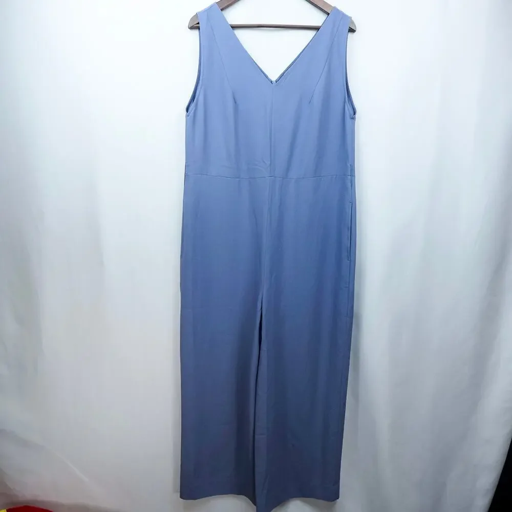 Everlane The Japanese GoWeave Essential Jumpsuit Sz 12 Dusty Blue -Missing Belt-